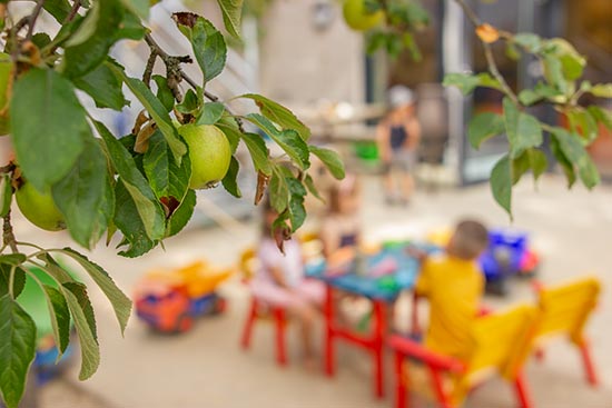 Kita Bärenhöhle: Spielen unter dem Apfelbaum